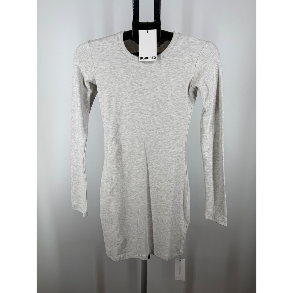 Rumored Carrara Crewneck Mini Dress Heather Grey Long Sleeve Bodycon Small NWT